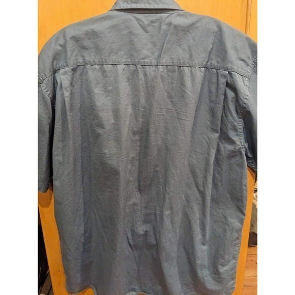 Wrangler button down Large Country Work Short Sleeve blue 100% cotton - Picture 3 of 4